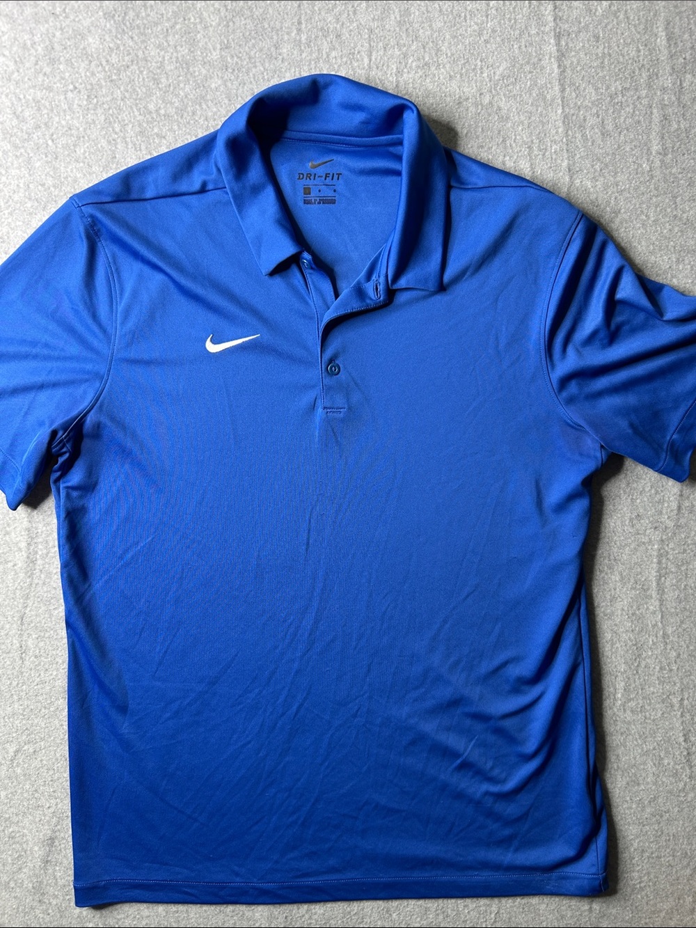Nike Men’s Dri-FIT Blue Polo Shirt with White Swoosh